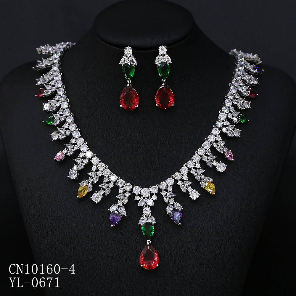 Cubic zirconia bride wedding necklace earring set top quality  CN10160 - sepbridals