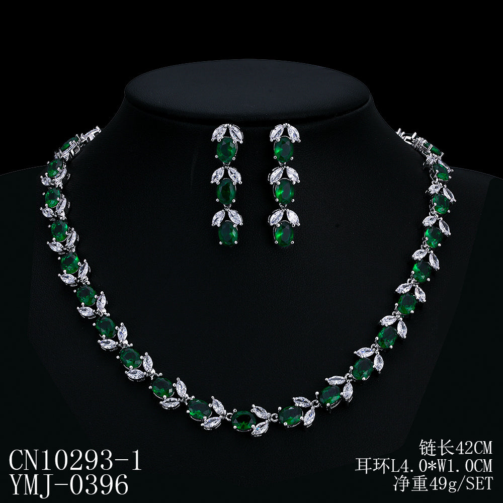 Cubic zirconia bride wedding necklace earring set top quality CN10293 - sepbridals