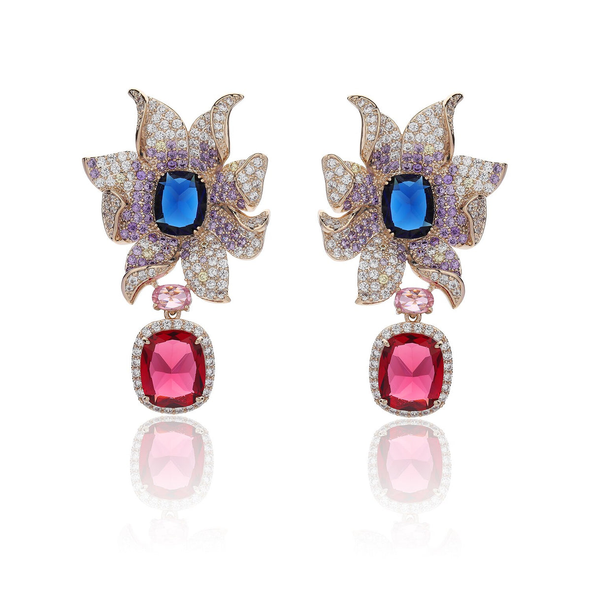 PAMTIER Orecchini A Fiore Con Zircone Cubico – Regalo Per Donna In Confezione Velluto - 2
