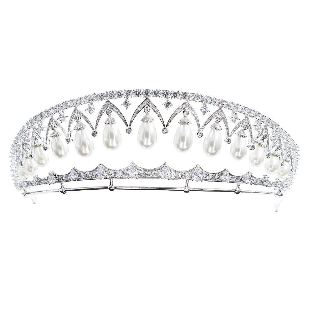 The Royal Russian Tiaras, Pearl Pendant Kokoshnik Replica Tiara CH1008