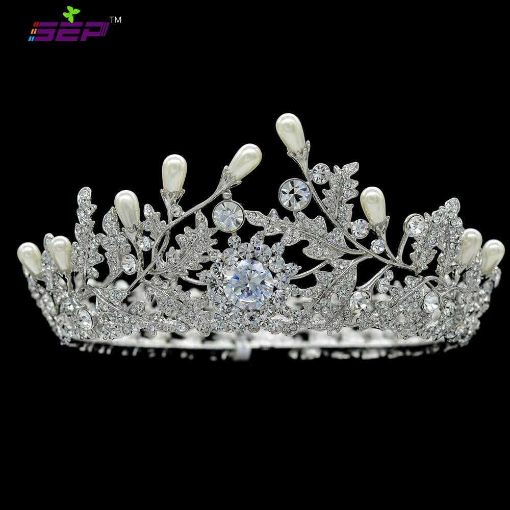 Austrian Crystal CZ Royal Wedding Bridal Full Round Tiara Crown SHA8720 - sepbridals