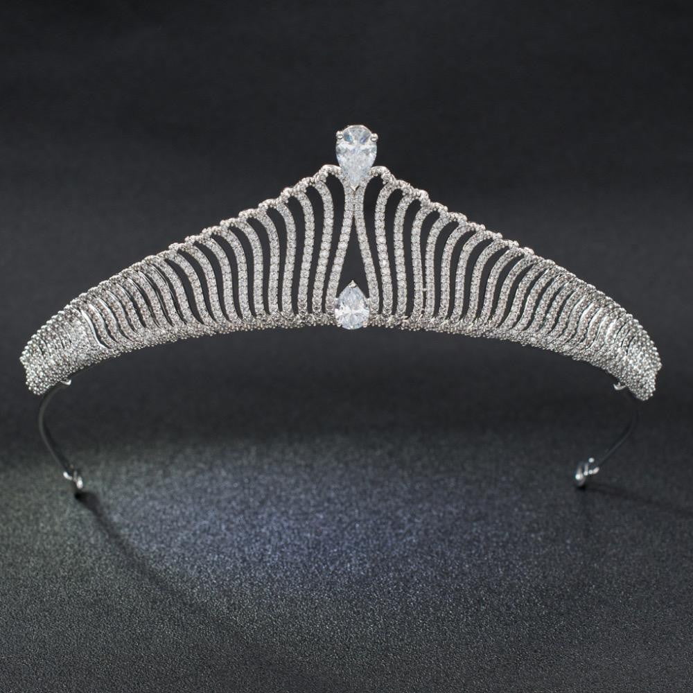 Cubic zirconia wedding bridal tiara diadem hair jewelry S90011T1 - sepbridals