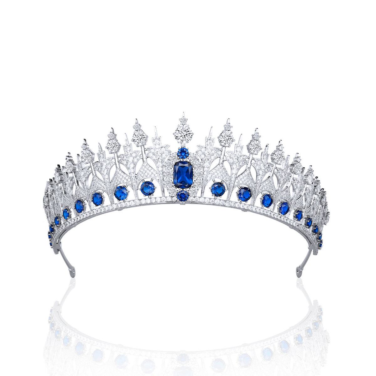 Zirconia Dutch Sapphire Replica Tiara for Wedding,Blue Crystal Queens  Tiaras for Women CH10367