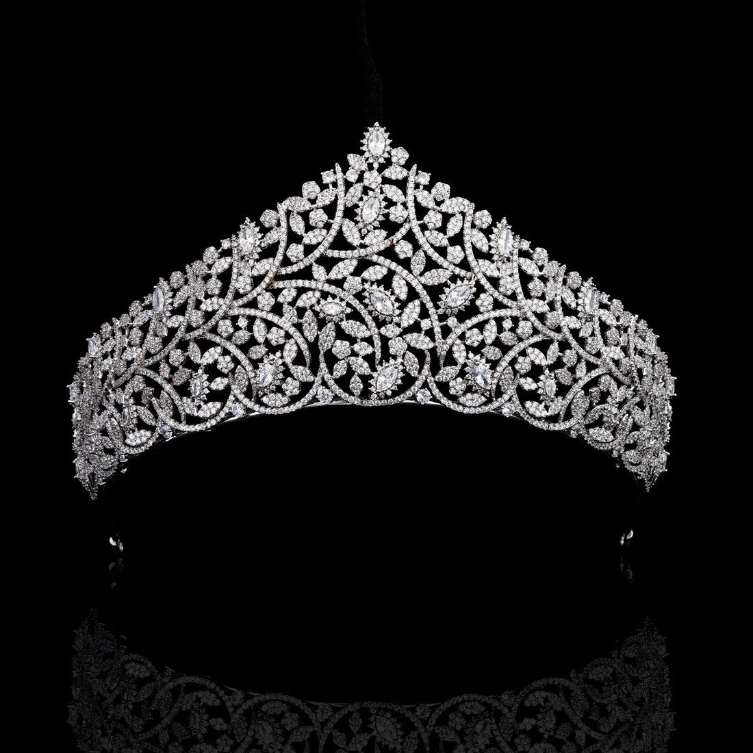 New Luxury Cubic Zirconia Princess Tiara Wedding Bridal Crown HairJew ...