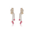 Orecchino pendente con nappa e zirconi cubici per gioielli accessori da sposa CE11907 - Red