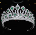 Diadème de mariage en zircone verte, grand diadème en cristal pour mariée, bal, accessoires de tête de fête GS0275 - Vert