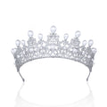 5.5cm Zirconia Crystal Tiara - Classic European Royal Pearls Headpiece for Wedding - CH10202