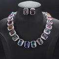 Luxury Big Square Cubic Zirconia Necklace Earrings Set Woman Wedding Bridal Jewelry Set Gift CN11109A