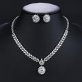 Fashion Elegant CZ Necklace And Earrings Jewelry Set, European Jewelry Bridal Wedding Party, Dress Accessories CN10416 - White