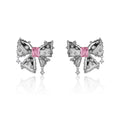 Pendientes de lazo de circonita cúbica de moda para boda, pendientes de tuerca de cristales para novia, joyería de fiesta de cumpleaños para mujer y niña CE11901