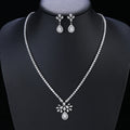Bridal Crystal Cubic Zirconia Flower Necklace And Earring Set Suitable For Wedding Dinner Girlfriend - CN10470