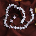 Luxury Zircon Necklace And Earrings Set Fashion Two-Piece wedding ,Banquet Jewelry Accessories T0368 - Pink