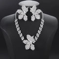 Luxury Clear Cubic Zirconia Flower Necklace Earrings Set Woman Wedding Bridal Jewelry Set Bridesmaid Gift CN11618