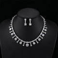 Square Cubic Zirconia 2pcs Jewelry Sets For Women Bride Wedding White Necklace And Earrings Accessories - CN10788 - White