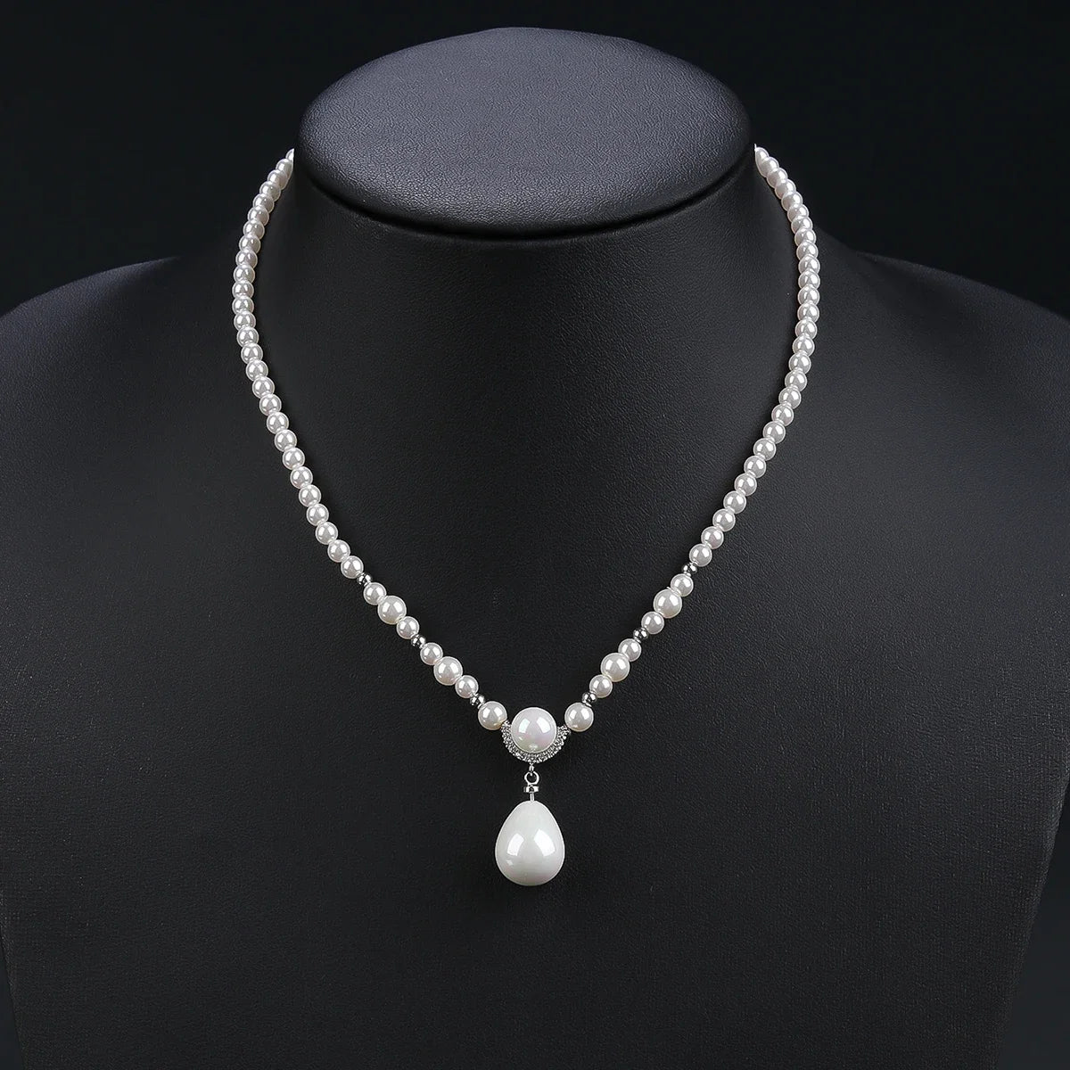 Fashion White Cubic Zirconia Pearl Necklace For Women Fashion White Cubic Zirconia Pearl Necklace For Women