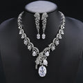 Red Blue Yellow Cubic Zirconia Animal Leopard Necklace Earrings Set Ladies Party Costume Jewelry Set - CN11371 - Clear