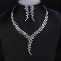Luxury Bridal Jewelry Set Gorgeous Cubic Zirconia Ladies Party Wedding Necklace And Earrings Set  CN10327 - White