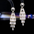 New fashionable Cubic Zirconia earrings, wedding bride's jewelry, super sparkling long tassel earrings LYX252 - Gold