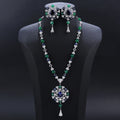 Cubic Zirconia Flower Pendant Design Necklace Earrings Set Lady Party Accessories Wholesale - CN11561