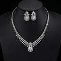 Fashion Cubic Zirconia Bridal Wedding Necklace and Pendant Earrings Jewelry Set Bridal Wedding Accessories CN11042 - Platinum Plated / WHITE