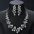 High Quality Cubic Zirconia Bridal Jewelry Sets For Women Pearl Necklace Earrings Wedding Accessories Bridesmaid Gift - CN11360