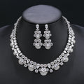 Cubic Zirconia Necklace Earrings Sets Women Bridal Wedding Costume Accessories Jewelry - CN11326 - Clear