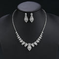 Cubic Zirconia Necklace Earrings Set For Women Wedding Bridal White Zirconia Jewelry Set - CN11208