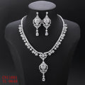 High Quality Luxury Cubic Zirconia Pendant Design Necklace Earrings Set Wedding Lady Party Accessories CN11601 - CN11601