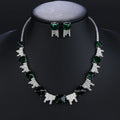High Quality 4 Colors Zirconia Necklace Earrings Set Bridal Wedding Jewelry Set Party Accessories - CN10806 - Green