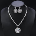 Cz Cubic Zirconia Pendant Necklace Earrings Set Bridal Wedding Jewelry Sets For Women Gift - CN11302 - Clear