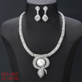 Cubic Zirconia Animal Snake Necklace Earrings Set Women Party Jewelry Costume Accessories - CN11467 - Clear