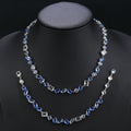 Simple Cz Blue Cubic Zirconia Ladies Party Wedding Party Necklace Bracelet Jewelry Set - CN11078 - Necklace
