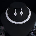 Full Diamond Cubic Zircon Necklace Earrings Bracelet Ring Four Piece Set Brides Wedding Dress Jewelry - LYT0314