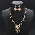 2-Piece Clean Flower Necklace Set - Cubic Zircon Bridal Party Jewelry - CN11470