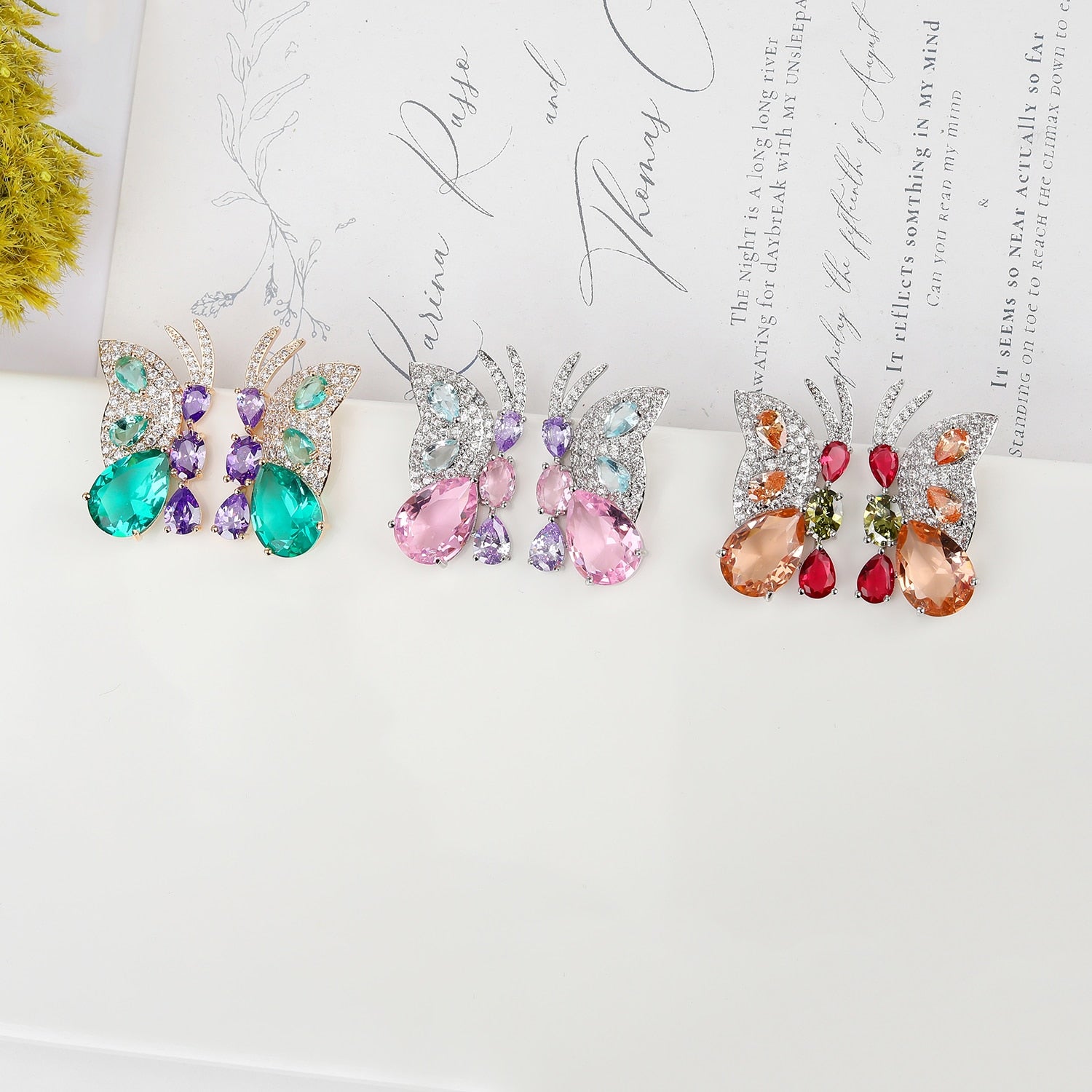 Cute Cubic Zircon Butterfly Earrings for Wedding, Crystals Stud Earrin –  sepbridals