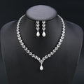 High Quality Cubic Zirconia Bridal Wedding Jewelry Pearl Pendant Necklace Earrings Set Lady Party Accessories - CN10814 - White