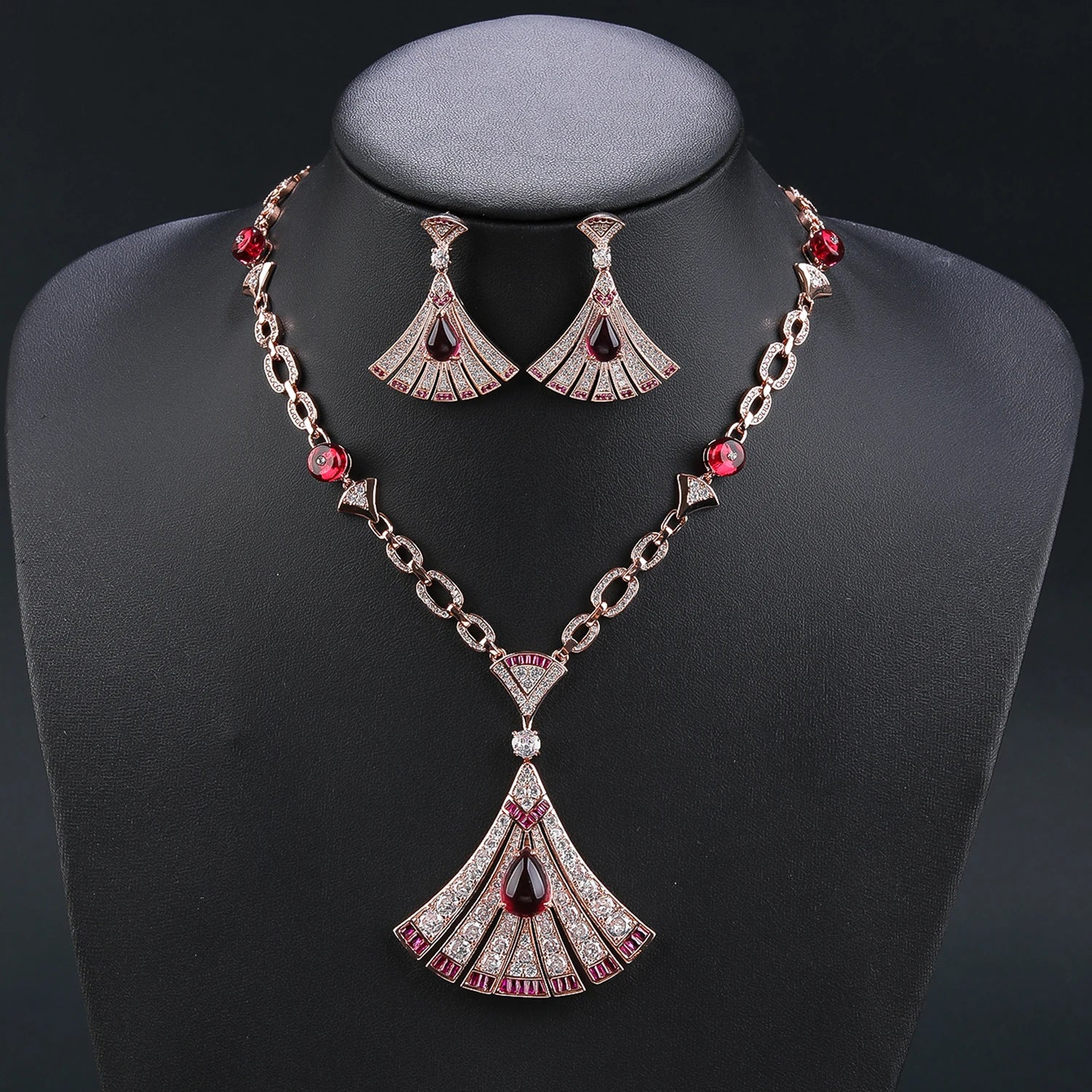 Ratnavali Jewels Cubic Zirconia Necklace & Earrings Set - Gold Tone, Bridal & Wedding Jewelry RV2916