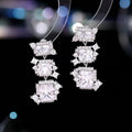Pendiente de gota de circonia cúbica de cristal para mujer, elegante forma cuadrada, accesorios de joyería para boda, LYG212 - White