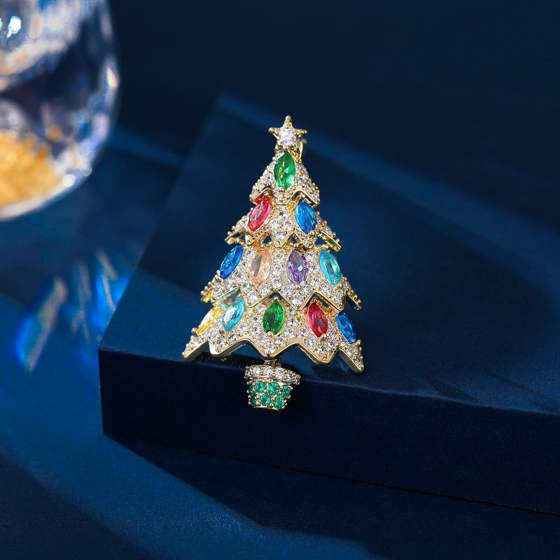Dress Corsage Super Shiny Square Zircon Inlaid Christmas Tree