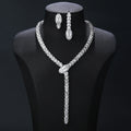 CZ Long Necklace & Earring Set for Wedding - Bridal Wedding Jewelry Set - CN11426 - White / WHITE