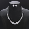 Simple Sparkling Cubic Zirconia Wedding Banquet Necklace Earrings Set Bridal Party Costume Jewelry - CN10895