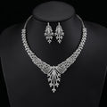 Zirconia 2 Pieces Jewelry For Women Bridal Wedding Accessoriea Flower Tassels Necklace Women Gift - CN10936