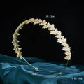 Korean Simple Full Diamond Hairband Leaves Modeling Joker Hair Accessories Birthday Party Princess Headband - Gold