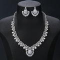 White Cubic Zirconia Pearl Necklace Earrings Sets Ladies Wedding Bridal Jewelry Set Bridesmaid Gift - CN11082