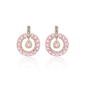 Cubic Zircon Round Earrings Crystals Leaves Earring For Bride Women Girl Birthday Party Jewelry - CE11891 - Pink