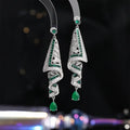 High Quality Cubic Zirconia Dangle Retro Satin Earrings Bridal Earrings Women Party Costume Jewelry Accessory - LYG122 - Green