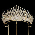Luxury Cubic Zirconia Big Crown  Bridal Headpiece for Weddings CZ Tiara Headdress Party Hair Accessories Jewelry GH0292 - Gold