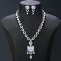 Luxury Elegant Cubic Zirconia Wedding Pendant Necklace Earrings Set Lady Party Accessories Wholesale CN11532 - Clear