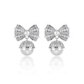 Cubic Zirconia Bow Earring with Shell-Pearl Dangler – Wedding and Prom Jewelry for Women CE11926 - Silver