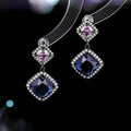 Pendientes cuadrados de diamantes geométricos de circonia cúbica de cristal brillante, accesorios de joyería para boda y mujer LYG213 - Gun Black